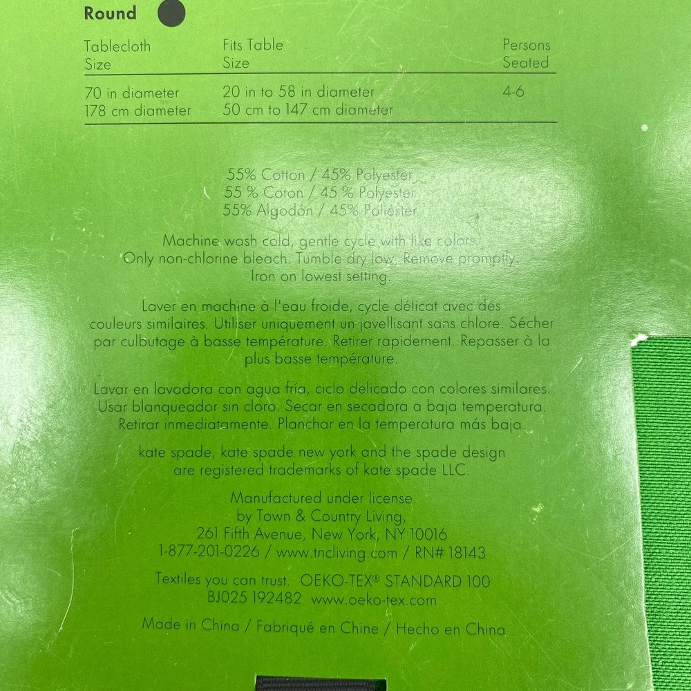 Kate Spade Tablecloth 60x120 Green Oblong Polka Dot Shamrock St Patrick Bright